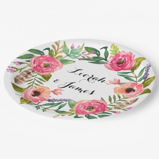 De lieflijke romantische waterverf papieren bordje (Gekanteld)