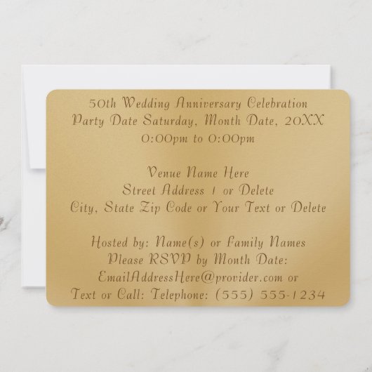 De liefste 50ste uitnodiging tot het Jubileum van  (Achterkant)