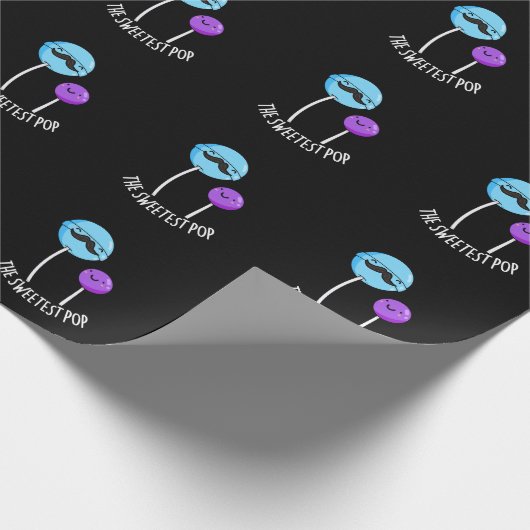 De liefste Pop Funny Lollipop Pun Dark BG Cadeaupapier (Hoek)