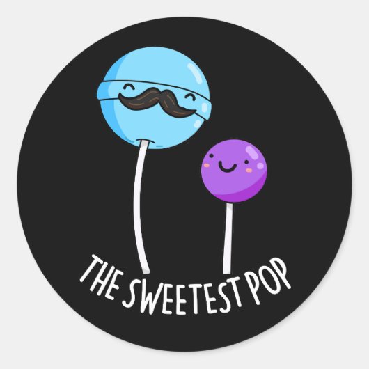De liefste Pop Funny Lollipop Pun Dark BG Ronde Sticker (Voorkant)
