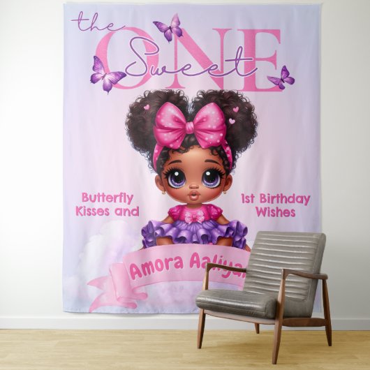 De lieve een etnische baby meisje 1e verjaardag wandkleed (In situ)