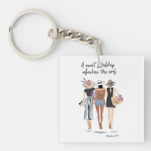 De lieve vriendschap, verfrist je ziel, meisje sleutelhanger (voorkant)