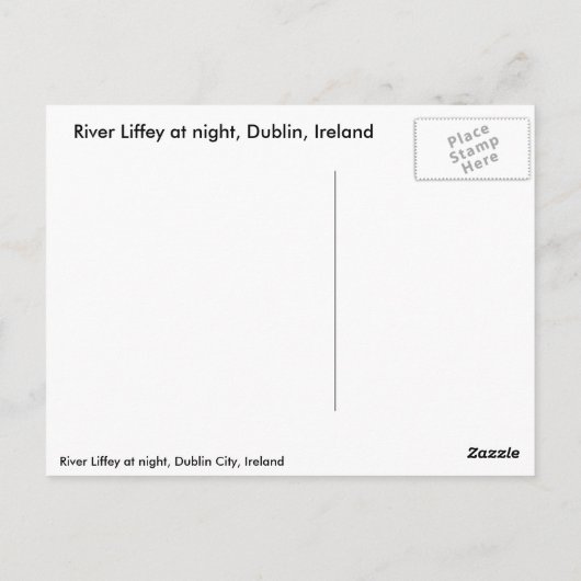 De Liffey-nacht, Dublin City, Ierland Briefkaart (Achterkant)