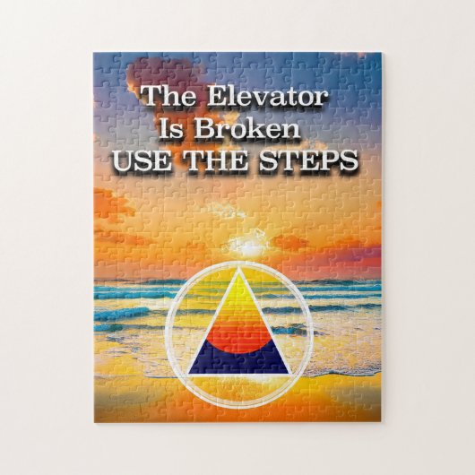 De lift is gebroken herstel slogan Sunrise Legpuzzel (Verticaal)