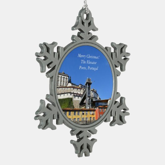 De lift, Porto Portugal Kerstversiering Tin Sneeuwvlok Ornament (Links)