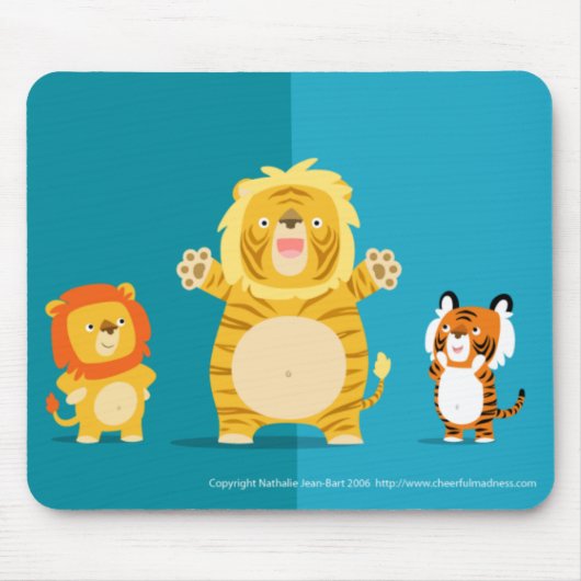 De liger en zijn trotse ouders mousepad muismat (Voorkant)
