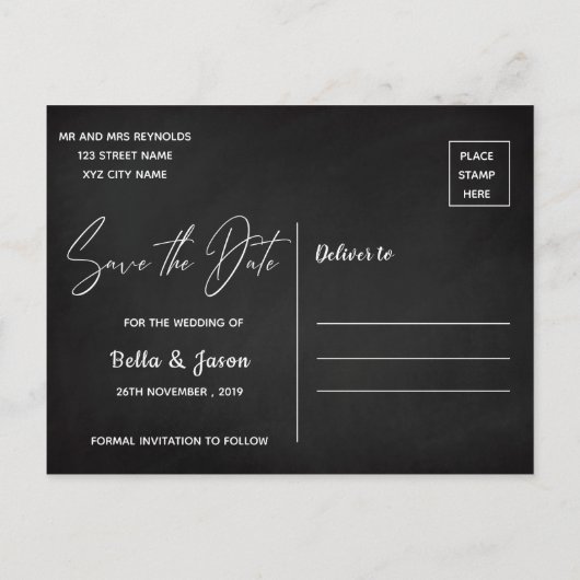 De Lights van het Koord van het Chalkboard Wedding Uitnodiging Briefkaart (Achterkant)