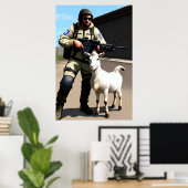 De lijfwacht van de geit | AI Art Poster (Thuiskantoor)