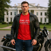 De lijst bestaat (witte tekst) t-shirt