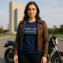 De lijst bestaat (witte tekst) t-shirt
