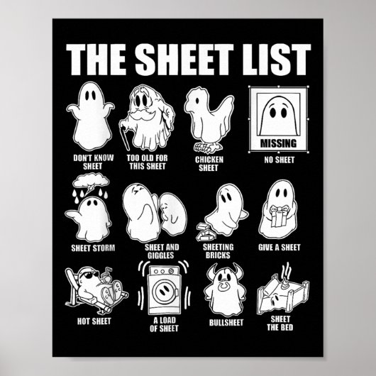 De lijst met grappige Ghost Puns Halloween kostuum Poster (Voorkant)