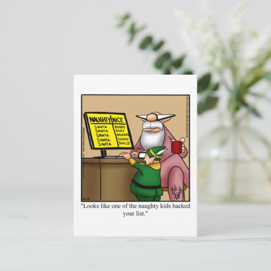 De Lijst Naughty van de Kerstman hackte Briefkaart (Staand voorkant)