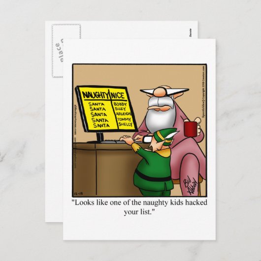 De Lijst Naughty van de Kerstman hackte Briefkaart (Voorkant / Achterkant)