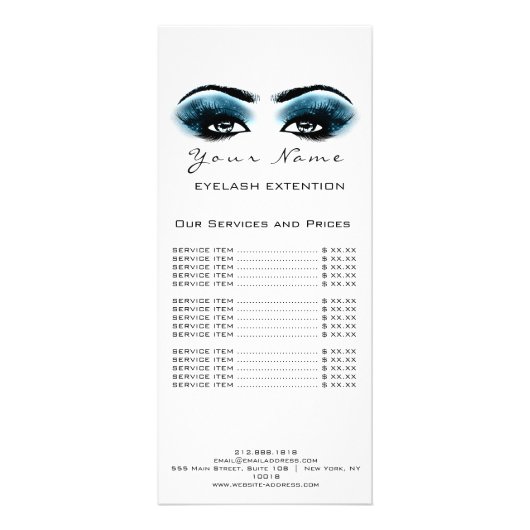 De Lijst van de prijs knoopt Uitbreiding Makeup Bl Reclamekaart (Voorkant)