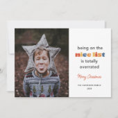 De lijst van Nice is overschat enkele foto Feestdagenkaart (Voorkant)