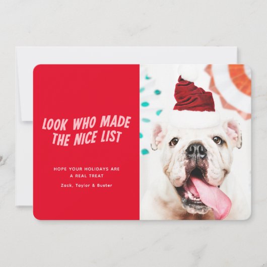 De lijst van Nice | Kerst vakantie huisdier hond f Feestdagenkaart (Voorkant)