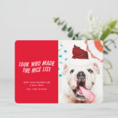 De lijst van Nice | Kerst vakantie huisdier hond f Feestdagenkaart (Staand voorkant)