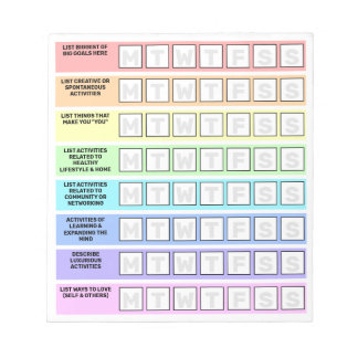 De Lijst van taken van de regenboog het werk van h Notitieblok
