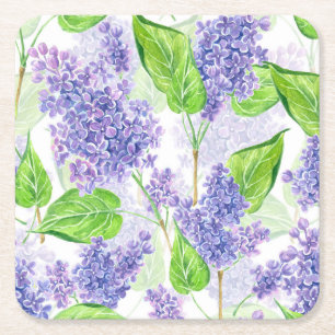 De lila bloemen van de waterverf kartonnen onderzetters