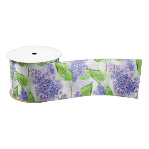 De lila bloemen van de waterverf satijnen lint
