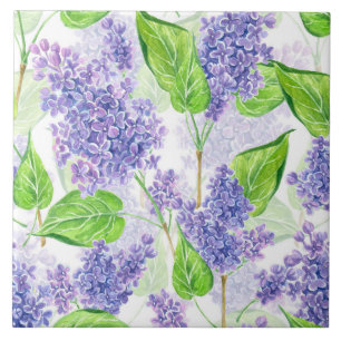 De lila bloemen van de waterverf tegeltje