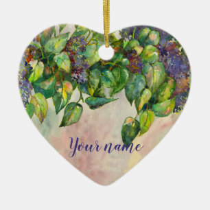 de lila bloesems keramisch ornament