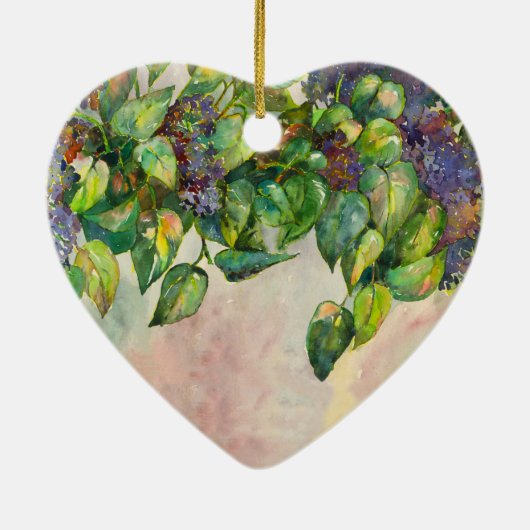 de lila bloesems keramisch ornament (Achterkant)