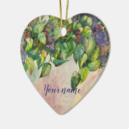 de lila bloesems keramisch ornament (Links)