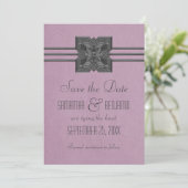 De lila Grens van Medallion sparen de Datum uitnod Save The Date (Staand voorkant)