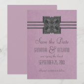 De lila Grens van Medallion sparen de Datum uitnod Save The Date (Voorkant / Achterkant)