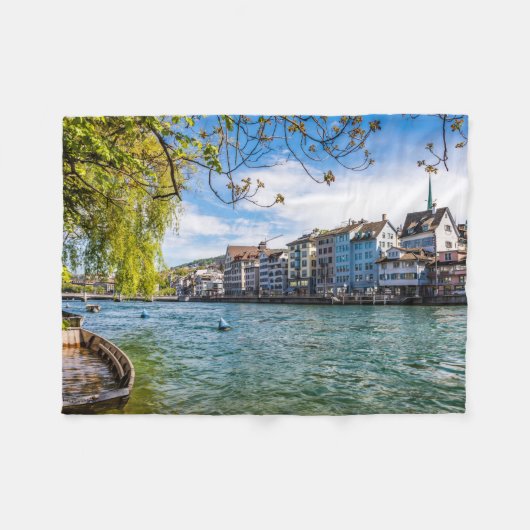 De Limmat-rivier, Zürich Fleece Deken (Voorkant (Horizontaal))