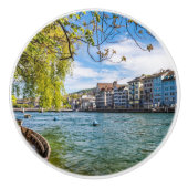 De Limmat-rivier, Zürich Keramische Knop (Voorkant)