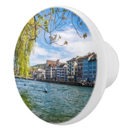 De Limmat-rivier, Zürich Keramische Knop