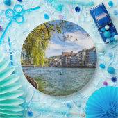 De Limmat-rivier, Zürich Papieren Bordje (Feest)