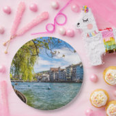 De Limmat-rivier, Zürich Papieren Bordje (Feest)