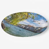 De Limmat-rivier, Zürich Papieren Bordje (Gekanteld)