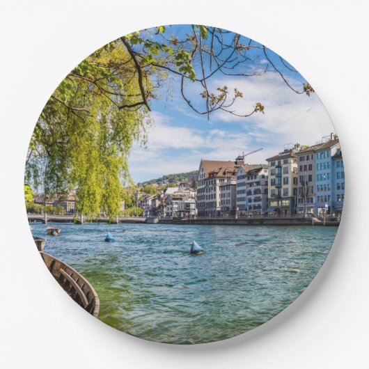 De Limmat-rivier, Zürich Papieren Bordje (Voorkant)