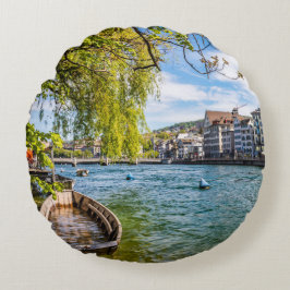 De Limmat-rivier, Zürich Rond Kussen