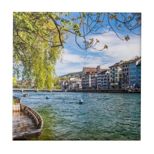 De Limmat-rivier, Zürich Tegeltje (Voorkant)