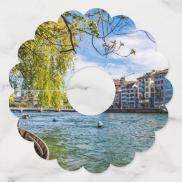 De Limmat-rivier, Zürich Wijnglaslabel