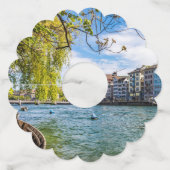 De Limmat-rivier, Zürich Wijnglaslabel (Voorkant)