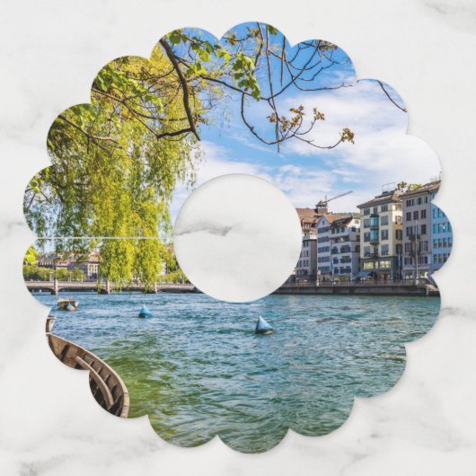 De Limmat-rivier, Zürich Wijnglaslabel (Voorkant)