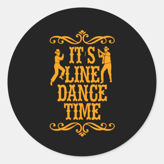 De Line Dance Line Dansend Music Cowboy Cadeft Ronde Sticker (Voorkant)