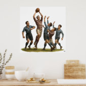 De lineout - Vintage Rugby Print (Keuken)