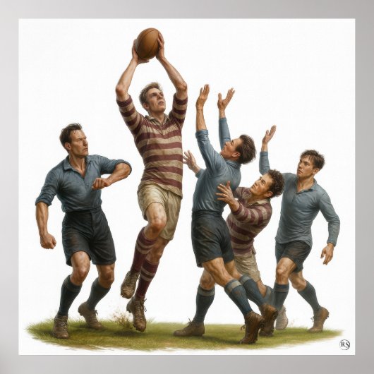 De lineout - Vintage Rugby Print (Voorkant)