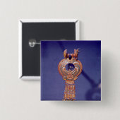 De linkeroorbel van een paaroorringen met een vierkante button 5,1 cm (Voorkant /achterkant)