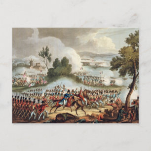 De linkervleugel van het Britse leger in actie bij Briefkaart