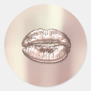 De Lippen van de kus blozen de Magere Parelachtige Ronde Sticker