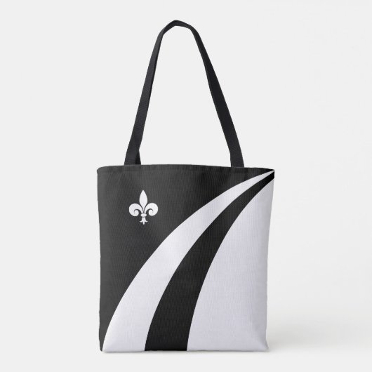 De lis op zwarte en witte golven tote bag (Achterkant)