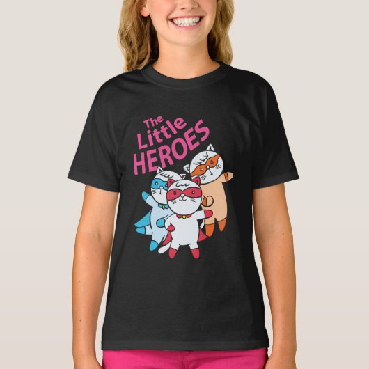 De Little Heroes Super Hero Cats Grappig Schattige T-shirt (Voorkant)